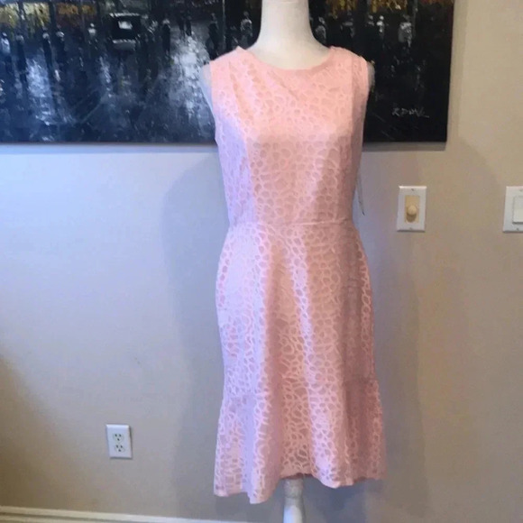 NWT Enfocus Studio Pink Lace Floral Pattern w/ Ruffled Style Hi-Low Hem-Size 10 - Picture 1 of 9